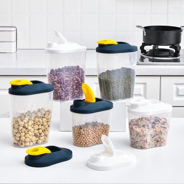 Garrafas de Armazenamento Simples Botão de Pressão Transparente Grãos Diversos Plástico Cozinha Lacrado Lanche Caixas de Frutas Secas