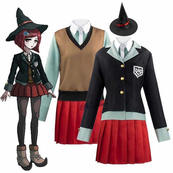 Costumi anime Himiko Yumeno Anime Danganronpa Cosplay Vieni Halloween Party Donna Ragazze Uniforme Shool giapponese con cappello magico Z0602