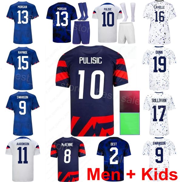 Milli Takım Futbolu 15 Megan Rapinoe Formaları Set 10 Christian Pulisic 13 Alex Morgan 8 Weston McKennie 3 Walker Zimmerman 21 Timothy Weah Futbol Kitleri Erkek Çocuklar