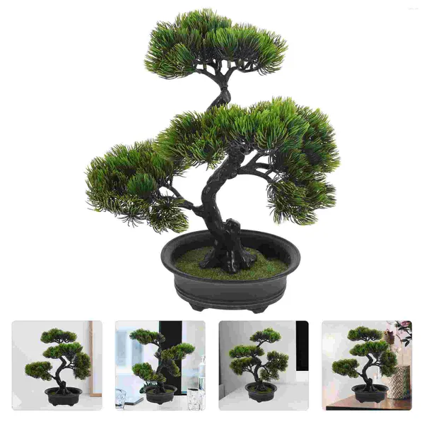 Flores decorativas artificiais em vasos ao ar livre decoração de casa falsa árvore bonsai plantas de mesa mini abs