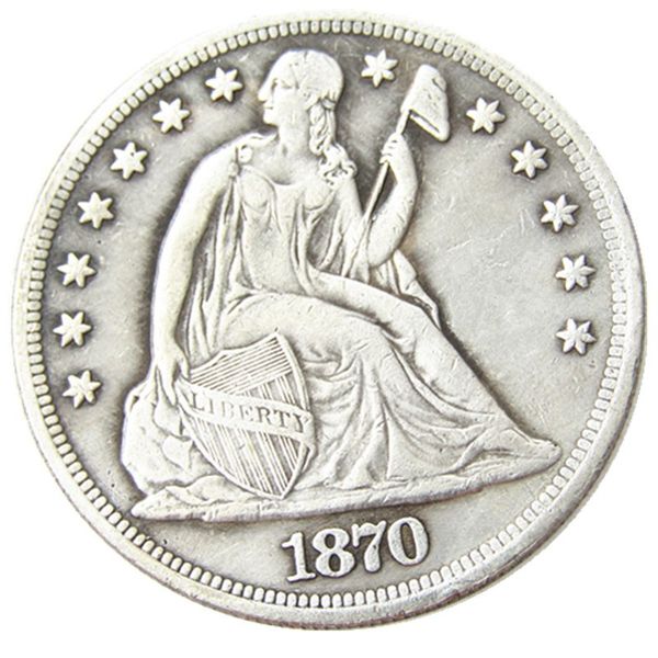 Cópia de moeda banhada a prata US 1870 P/CC/S assentada Liberty Dollar