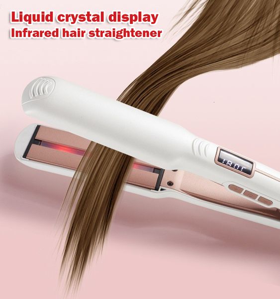 Alisadores de cabelo Alisador de cabelo profissional Infrared Plate Wide Salon Styler a vapor Ceramic Turmaline Flat Iron Styling Tools 230602