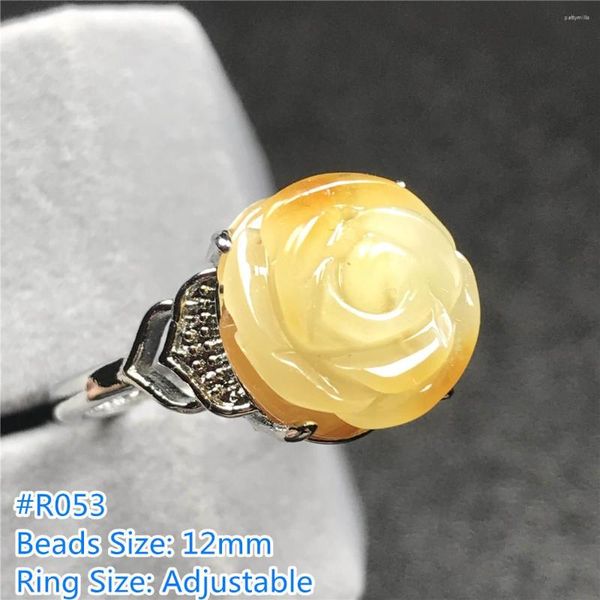 Кластерные кольца натуральные желтые янтарные украшения для женской леди мужчины любят подарок хрустальный серебряный камень цветок резные бусы регулируемые