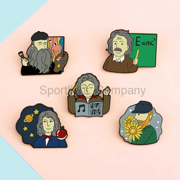 Klassische Künstlerbrosche Van Gogh Beethoven Newton Picasso Charakter Emaille Pins Rucksack Kleidung Revers Abzeichen Schmuck für Frauen Männer