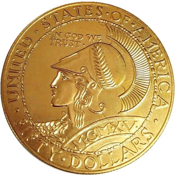 1915 S 50 Gold Panama Pasifik Yuvarlak Hatıra Altın Kaplama Kopya Paraları