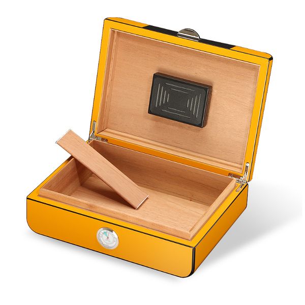 Caixa de cigarros aromáticos de madeira de cedro assado com dobradiça de metal case de charutos de grande capacidade com ferramentas Caixa de umidor de charuto para venda
