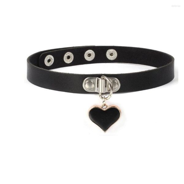 Girocollo Nero Rosso Ecopelle Donna Goth Collana con ciondolo a cuore Chocker Collana con collo punk gotico Collier Femme