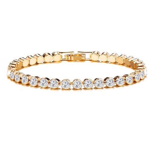 Очарование браслетов Винтаж Sier Gold Alloy Bracelet Fl Fashion Fashion One Row Cz Циркон теннисные свадебные вечеринки подарки Drop D Dhlvu