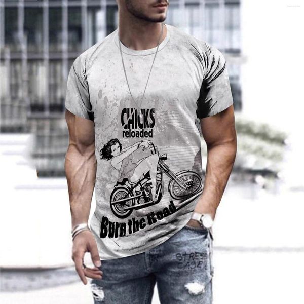 Erkekler Tişörtler Mens Moda Retro Spor Fitness Açık 3D Dijital Baskılı Gömlek Kısa Kollu Üst Bluz