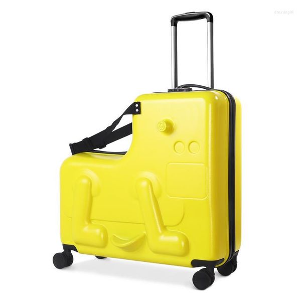 Koffer 20/24 Zoll Koffer Für Kinder Niedlichen Cartoon Kinder ABS PC Reise Auf Rädern Sitzen Und Fahren Trolley Gepäck Tasche