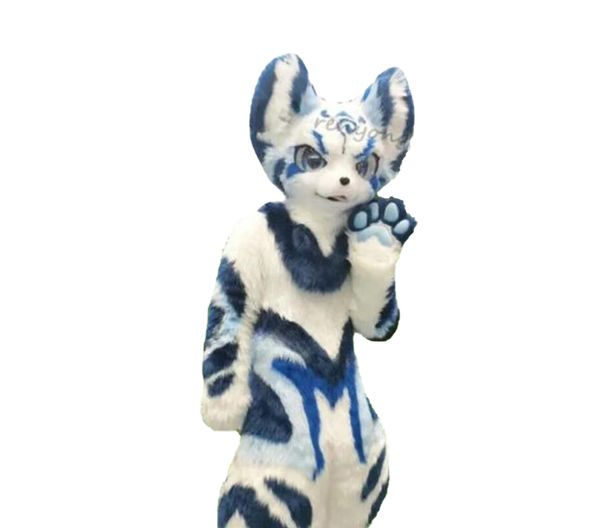 Cão Husky de Pêlo Longo Raposa Traje de Mascote Roupas de Desenhos Animados Fursuit Terno de Halloween Vestido de Aniversário Desenhos Animados Fancy Dress Características de Natal