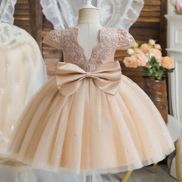 Abiti da ragazza Summer Paillettes Bow Baby Dress Prima festa di compleanno Ragazza Abito da sposa Abito da sera principessa Abbigliamento per bambini 230601