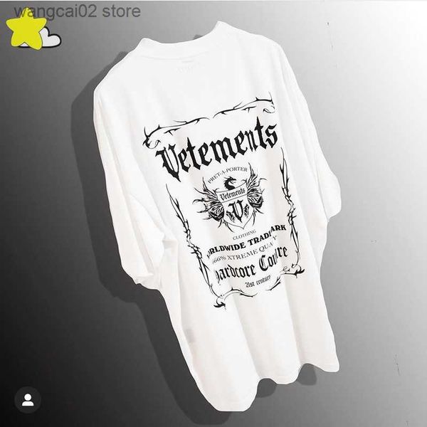 T-shirts masculinas New Arrived Wing Printing Vetements T-Shirt Men Woman Oversized Fashion Hip Hop Classic Black White Tee Simple VTM Short Sleeve T230602