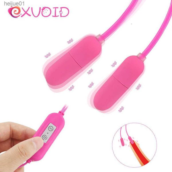 Exvoid Mini Bullet G-Punkt-Massagegerät Doppel-Ei-Vibrator USB-Penis-Plug Erwachsene Produkte Harnröhren-Dilatator Sexspielzeug für Männer L230518