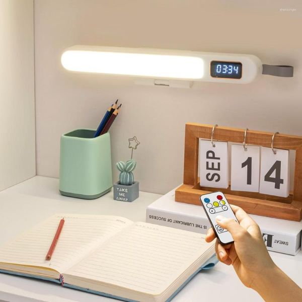 Candeeiros de mesa Candeeiro de secretária USB LED Relógio Recarregável Portátil Computador Monitor Luz Luzes de Escritório para Estudo de Leitura