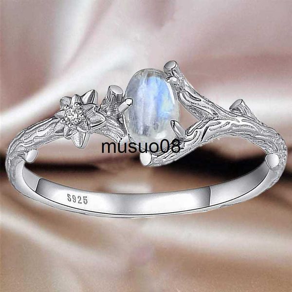 Anéis de banda moda natural feminino pedra da lua anel de opala ramo anel anel de noivado para mulheres jóias princesa festa de aniversário presente de aniversário j230602