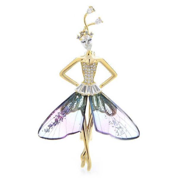 Pins Spettoni Wuli Baby Dance Fairy Princess for Women 2-Color Transparent Wings Angel Girl Office Pin per spillo per la festa G230529