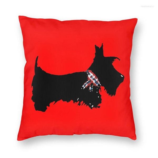 Capa de almofada para cachorro Scottie 40x40 Decoração Impressa Terrier Escocês Estojo para sala de estar frente e verso