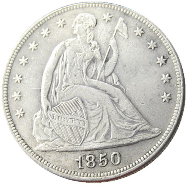 Cópia de moeda banhada a prata US 1850 P/O com sede de dólar Liberty