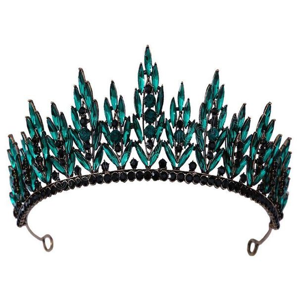 Tiaras Black Crystal Leaves Party Birthday Crown Headdress Rhinestone Pageant Diadem Bride Headband Wedding Hair Jewelry Drop Delive Dhmrm