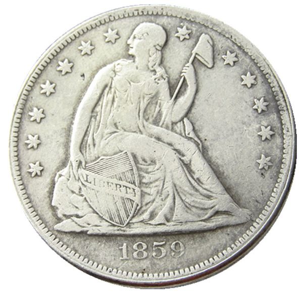 Cópia de moeda banhada a prata US 1859 P/O/S assento Liberty Dollar