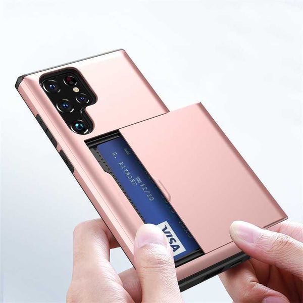 Слайд -карта Samsung S23ultra Case Mobile Phore Подходит для S21FE Wallet 22plus Card Slot Flot Shrotect