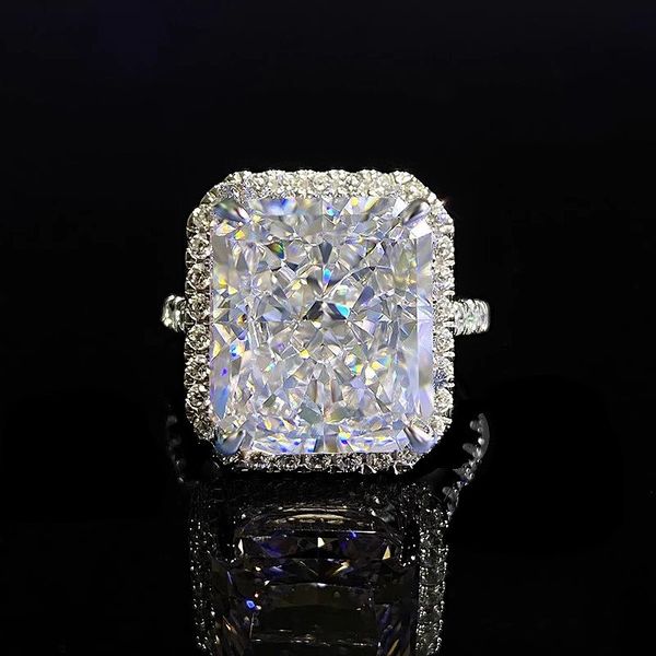 Anel de diamante Moissanite 8 quilates feito à mão 100% prata esterlina 925 real Aliança de festa de casamento Anéis para mulheres e homens Jóias de noivado