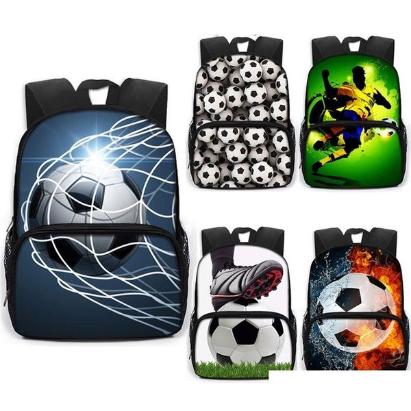 Рюкзаки крутой футбольный футбольный принт рюкзак детские школьные сумки для мальчиков школы дети Garten Bag Bag Gift 220318 Drop Deliver Dhs7d