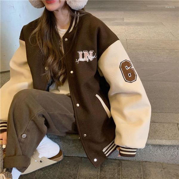 Jaquetas femininas 2023 Hiphop Goth Varsity Bomber Cyber Y2k Jaqueta Feminina Spring Baseball Basic Jaket Techwear Casaco Cardigan Namorado