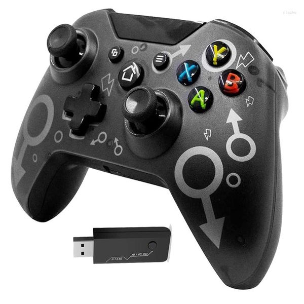 Controladores de jogo Controlador compatível com gamepad sem fio Bluetooth 2,4 GHZ 600 mAh Adaptador de vibração dupla Joystick com Xbox One/S/X/PS3/PC