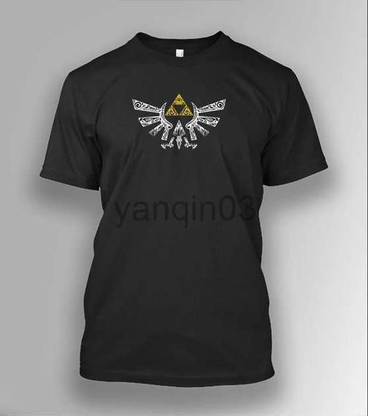 T-shirt da uomo T-shirt stampata Zelda Classic Triforce Hyrule Crest. Maglietta da uomo manica corta O-Collo in cotone estivo New S-3XL J230602