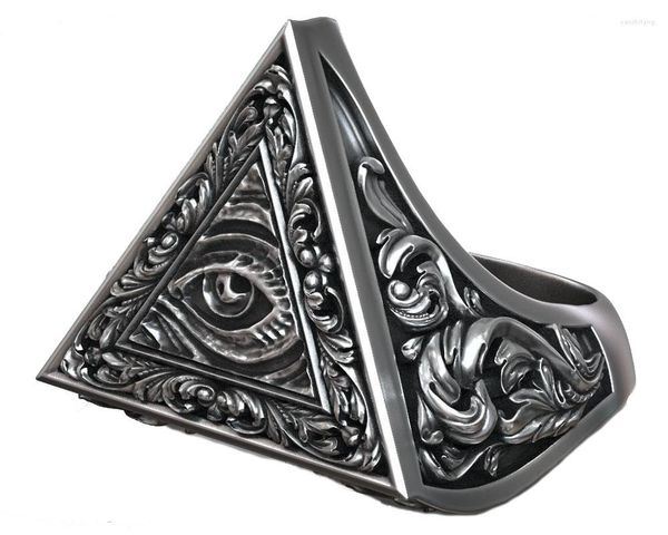 Cluster-Ringe: Auge der Vorsehung, Illuminati-Symbol, Blumenmuster, Ring aus 925er-Sterlingsilber