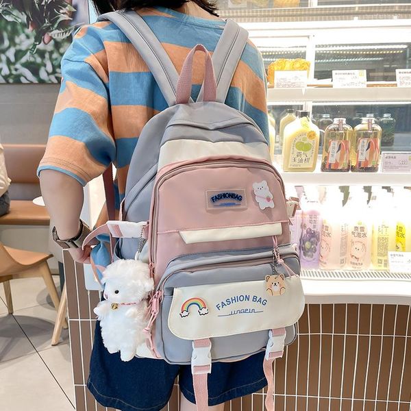 Mochila escolar para meninas de grande capacidade para alunos do ensino médio Bump Color INS 2023 primária