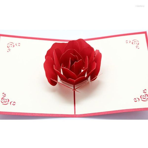 Biglietti d'auguri 1pc Rose Flower 3D Up Con busta Mariage Invito a nozze San Valentino Carta regalo San Valentino