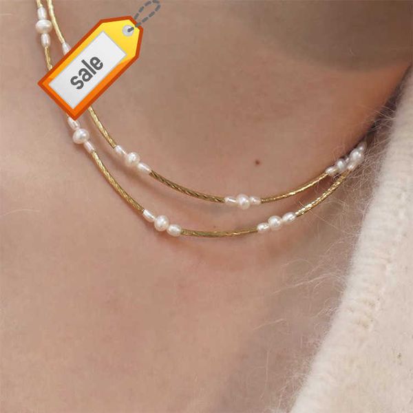 Strukturierte Runde Rohr Schlange Kette Halskette Natürliche Süßwasser Perle Choker Halsketten Frauen Elegante Romantische Boho Schmuck 2023 Heißer