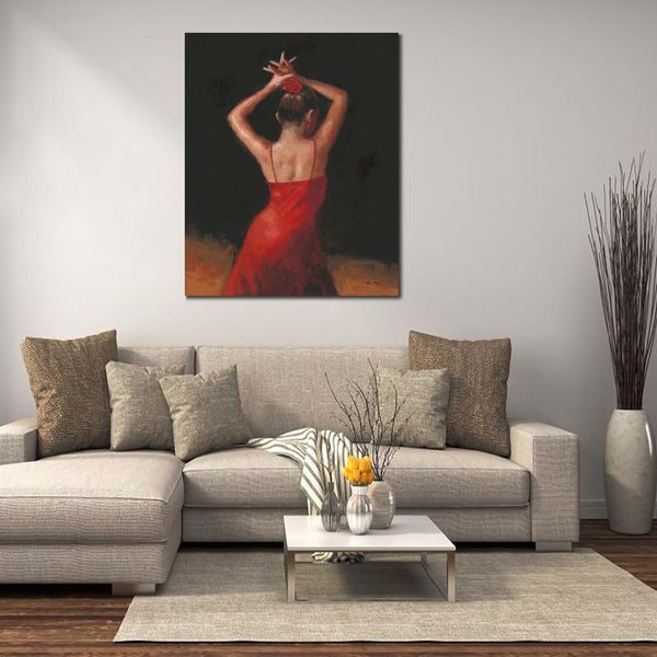 Modern Canvas Art Del Flamenco Realismo romantico della danza spagnola in dipinti ad olio testurizzati su tela Bella decorazione per loft