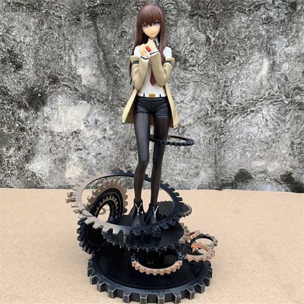 Anime Steins Gate Figure Makise Kurisu Anime Action Figure Posizione in piedi Ragazze sexy Calze di seta nera Modello Doll Giocattoli per bambini L230522