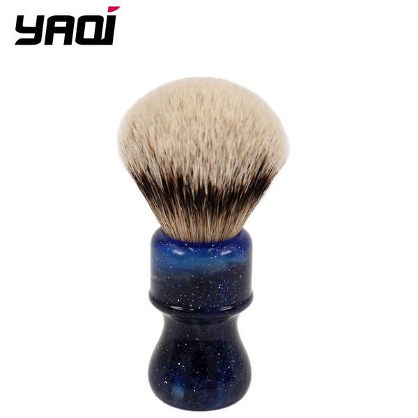 Pinsel Yaqi 24mm mysteriöser Raumfarbe Griff Silvertip Badger Haarknoten Männer Rasierpinsel