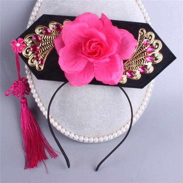 Accessori per capelli Bambino Ragazza Cosplay Testa di fiore Nappe Copricapo China National Ancient Costume Fasce per capelli Eseguire Party Flag Clip Hairpin