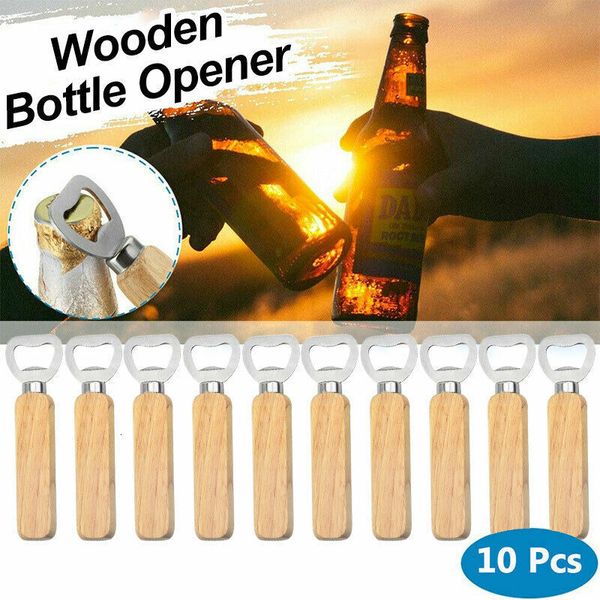 Apribottiglie 10 Pz / lotto Apribottiglie in legno Apriscatole per birra Strumenti per bar da cucina per uso domestico Maniglia per vino portatile Tappo in vetro per soda Gadget 230601