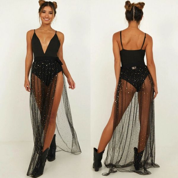 SAIRS MULHERES MENHAS NEGRAS MESH DESHA DE TRANSPARENTE LONGA LONGA MAXI SKIT FEMME PARA PRAIA SARONG SARONG PAREO PARA GOTHIC 230601