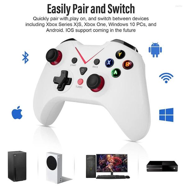 Game-Controller ISHAKO Wireless Bluetooth Gamepad Controller 2,4 GHz Dual Vibration für PC X-ONE X-Serie X PS3 PC360 Weiß Mando Control