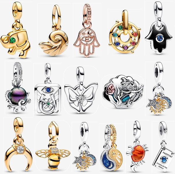 2023 novos pingentes de prata 925 Pequena Sereia Seashell Ursula Pendente Charm DIY fit Pandora pingente Pulseira Colar Jóias de grife com caixa