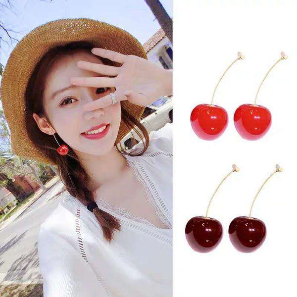 Pendente Estilo Lustre Moda Estilo Chinês Sweet Cherry Carlizi Fruit Brincos Pendurados para Festa Feminina Presente de Aniversário Charme Jóias 230602