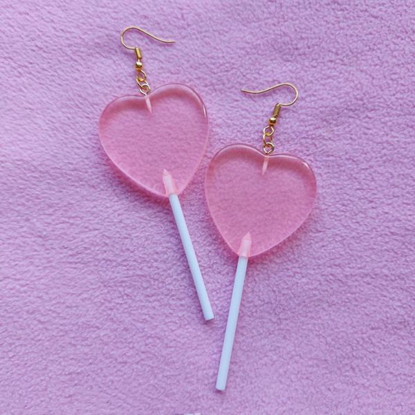 Kpop Egirl Süße Mehrfarbige Liebe Herz Lollipop Anhänger Ohrringe für Baby Mädchen Frauen Schmuck 2022 Einzigartige Candy Ohrring Koreanische