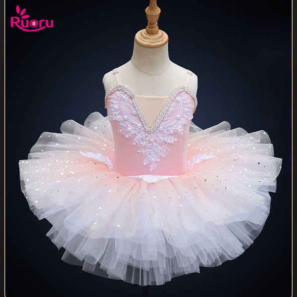 Dancewear Ruoru Pink Blue Ballet Tutu Skinny Ballet Dress Costume da lago dei cigni per bambini Costume da danza del ventre per bambini Stage Professional 230601