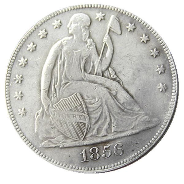 Cópia banhada a prata do dólar da liberdade de 1856 com sede dos EUA