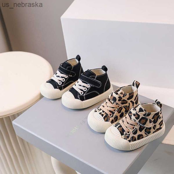 2023 primavera autunno moda leopardo bambini scarpe casual carino ragazze dei neonati scarpe di tela prewalkers scarpe sportive L230518