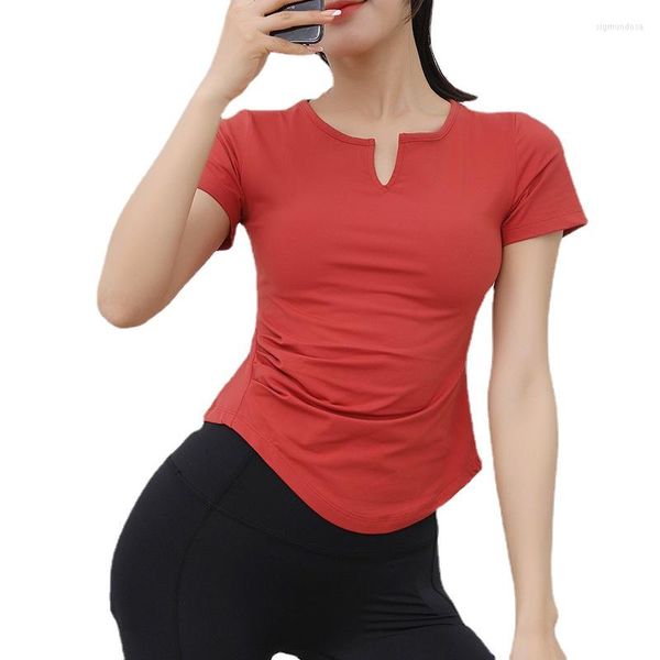 Active Shirts Damen Gym Tops Kurzärmeliges Sport-T-Shirt Sommer Dünnes Lauf-Fitness-Top Slim Stretch Quick Dry Tight Yoga Workout