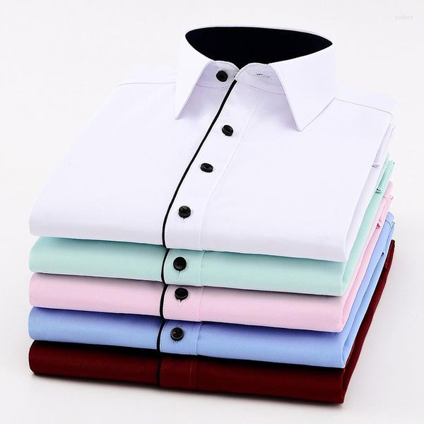 Camicie da uomo vestito 2023 Autumn Autumn's Solid Color Tast Shirt a maniche lunghe Business Casual None Professional White White